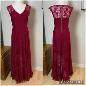 Elegant Lace Burgundy Dress